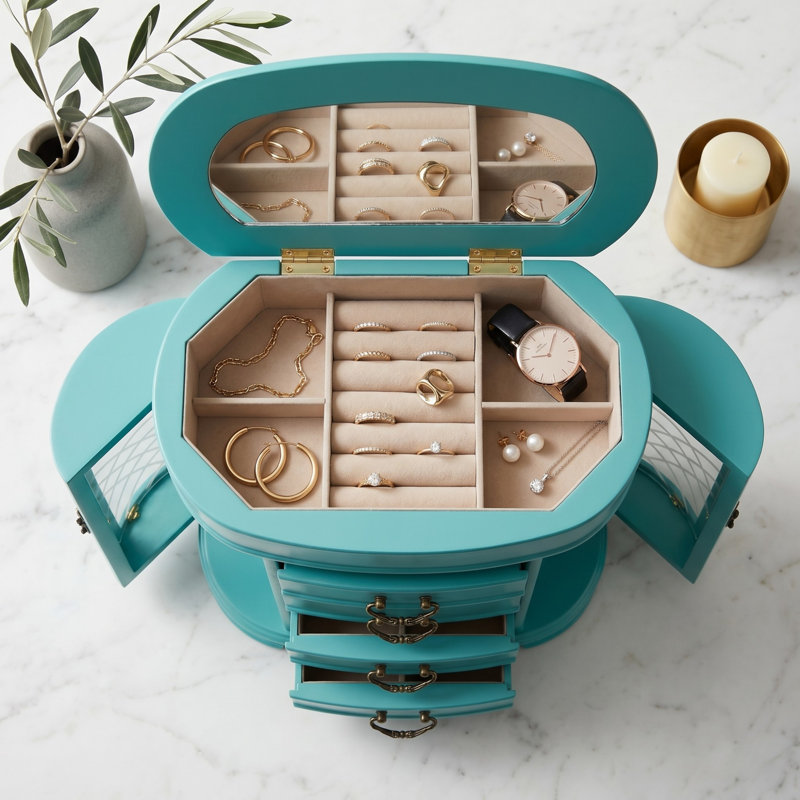 One Allium Way® 2 Door Wood Jewelry Box & Reviews | Wayfair